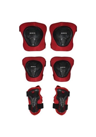 Delta Paten Kaykay Scooter Bisiklet Koruyucu Seti Small Siyah - Kırmızı