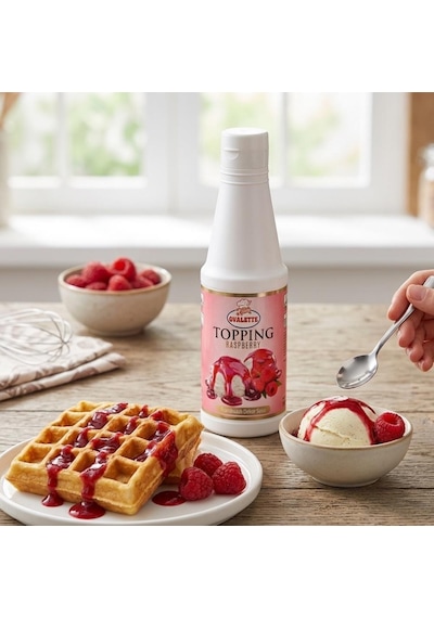 Ovalette Topping Frambuaz Sosu 1 Kg Tatlı, Waffle, Pancake Ve İçecekler İçin Yoğun Meyve Aromalı Topping