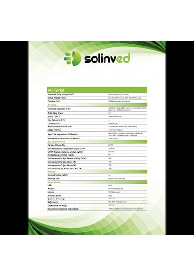 Solinved Gordion Serisi 3.6 Kw 24v Mppt Off-grıd İnverter