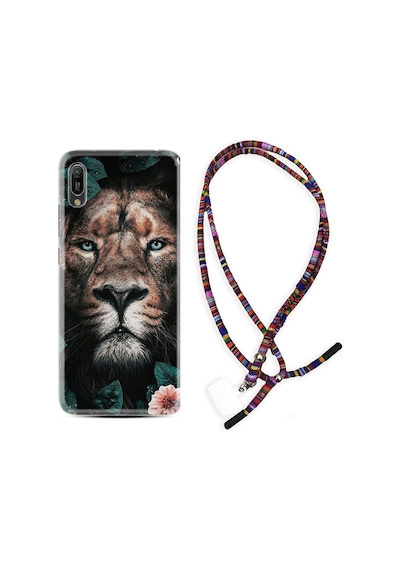Huawei Y6 2019 Kılıf Rasta Boyun Askılı Leon Flowers 1333