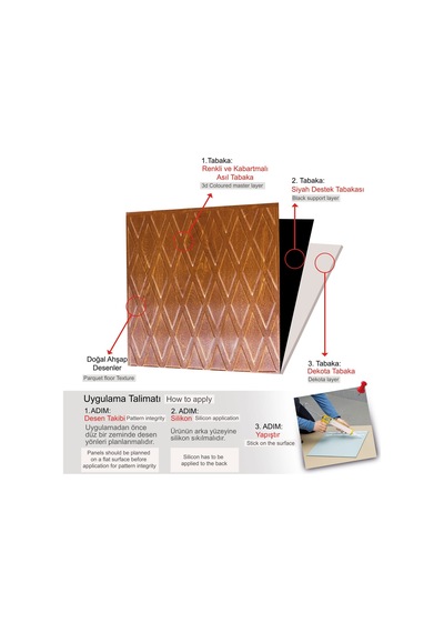 3 Boyutlu Duvar Paneli Kabartmalı Baklava Desen Pvc 41x41 Cm/ 6 Adet /1 M² Altın Meşe