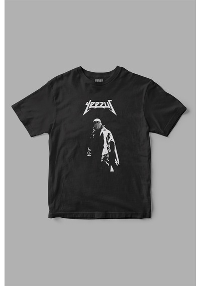 Gries Yeezus Kanye West Baskılı Tişört Siyah
