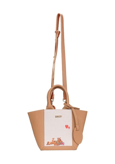 Dogo Kadın Vegan Deri Kahverengi Tote Bag - Warner Bros Scooby Doo Found Love Tasarım Çok Renkli