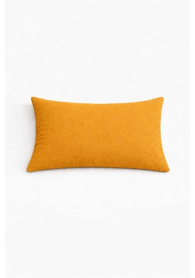 Kadife Dokulu Hardal Kırlent Yastık Kılıfı 2 Adet 50 X 30 Cm