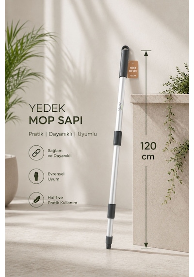 Yedek Mop Sapı 120 Cm Dayanıklı Metal Gövde, Evrensel Uyumlu, Hafif Ve Pratik Kullanım Vıchy-7031 Ayarlanabilir 120cm