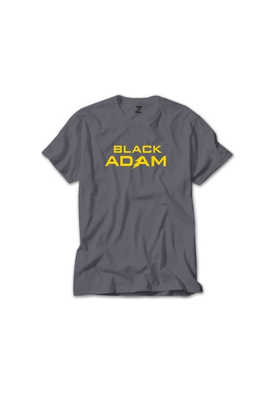 Black Adam Yellow Text Gri Tişört