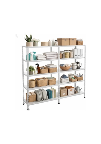 Çelik Raf 5 Katlı Duble 43x120xh200 Dekoratif Raf Sistemleri, Depo Rafı, Arşiv Rafı, Kiler Rafı Galvaniz
