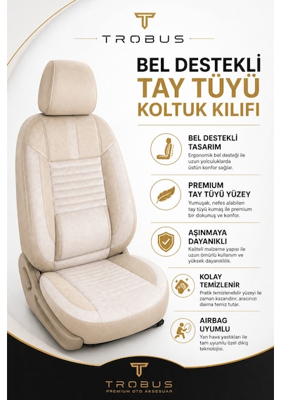 Volvo V40 2012-2019 Uyumlu Apex Serisi Bej Oto Koltuk Kılıfı