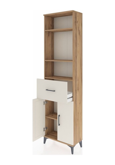 Arges Dolap 4 Raflı Tek Çekmeceli 2 Kapaklı 60x30x221 Çam-aytaşı Atlas Çam