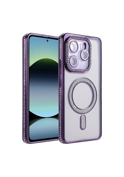 Xiaomi Redmi Note 14 4g Joke Simli Magneticsafe Kılıf - Derin Mor -