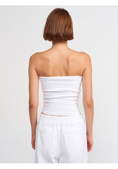 Dilvin Baskılı Crop Top  101a20667 Beyaz