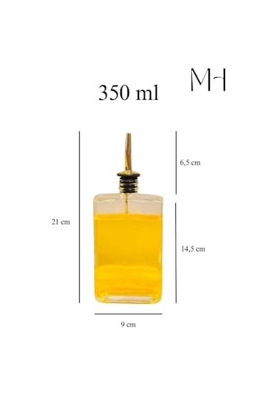Makri Home 350 Ml Gold Kapaklı, Otantik Ve Şık Cam Yağdanlık , Sızdırmaz,sağlıklı Sticker Şeffaf