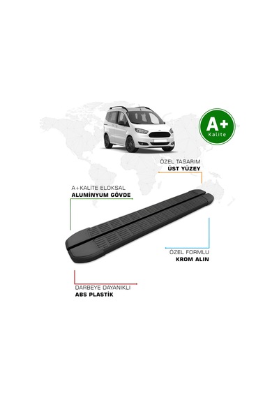 Ford Courier Yan Basamak 2014 2023 Model S-line Siyah