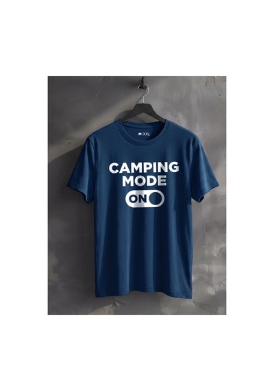 North Whiskers Camping Mode On Baskılı %100 Pamuklu Unisex Lacivert Kamp Tişörtü Lacivert - 875041596 Lacivert - 875041596 Lacivert