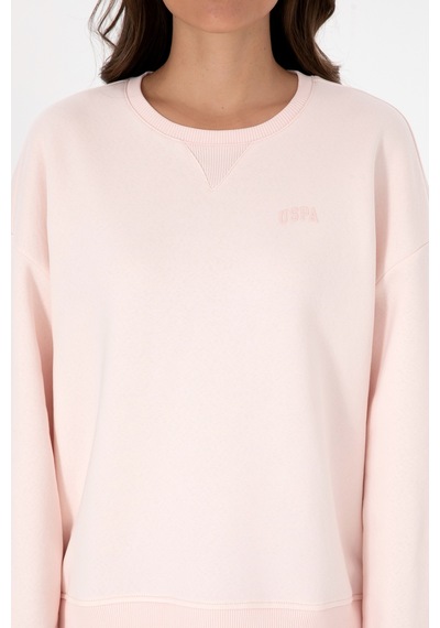U.S. Polo Assn. Kadın Açık Pembe Şardonlu Bisiklet Yaka Basic Sweatshırt 50313586-VR078
