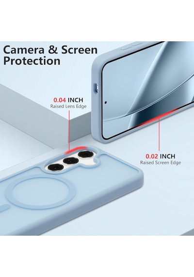 Samsung Galaxy A27 Ile Uyumlu Kılıf Magsafe Şarj Özellikli Mat Arka Yüzeyli Kapak Açık Mavi
