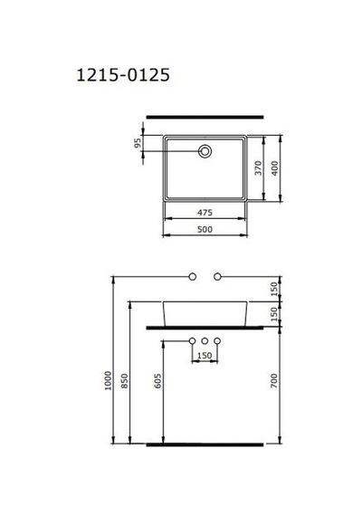 Bocchi Milano Çanak Lavabo 50 CM Parlak Siyah