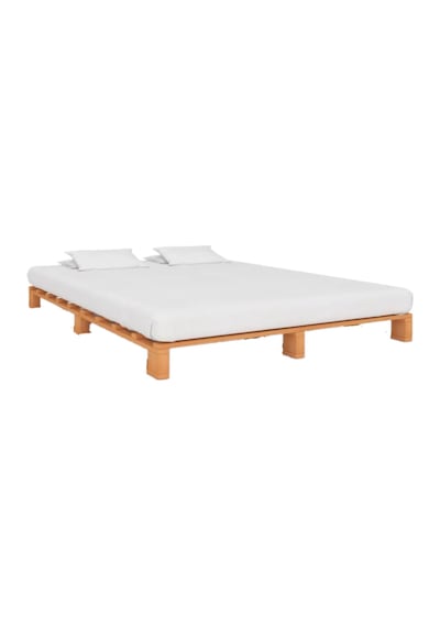 140cm X 200cm Masif Ahşap Platform Karyola Ceviz Renk 140x200 Cm