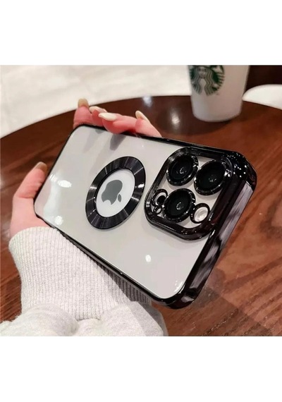 Apple Uyumlu iPhone 14 Pro Extra Kamera Korumalı Kamerası Cam Lensli Lazer Lüx Kılıf - Tam Koruma-kalite Siyah