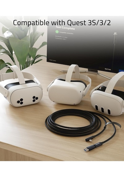 16ft Vr Link Kablosu Meta Quest 3/3s/2/pro Ve Pico 4 Uyumlu Usb 3.0 Pc Steamvr Siyah