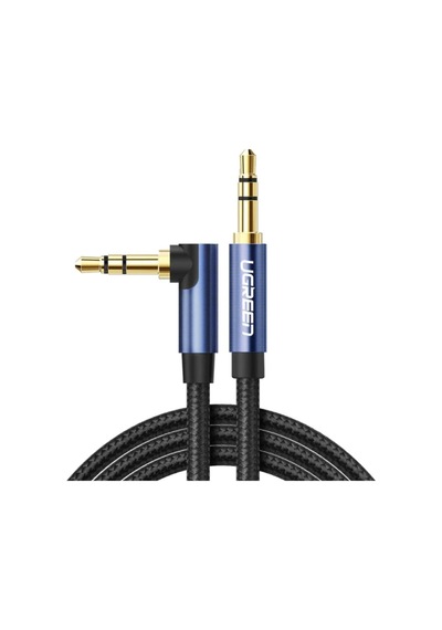90 Derece L Tipi 3.5 Mm Aux Ses Kablosu Mavi 1 Metre