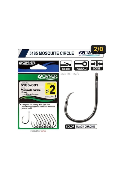 Owner 5185 Mosquito Circle Black Chrome Sinek İğne 2/0
