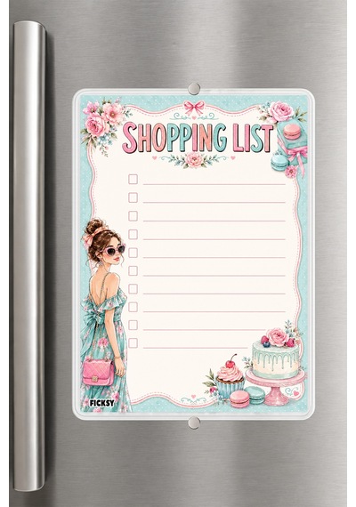 Alışveriş Listesi - A5 - Mıknatıslı - Pvc - Buzdolabı Notluk & Masaüstü - Yaz Sil - Planlayıcı - 4377 Çok Renkli