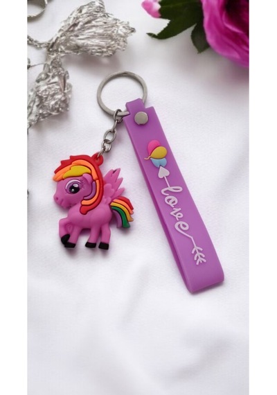 Unicorn Figürlü 3d Renkli Silikon Anahtarlık & Çanta Aksesuarı 1 Adet