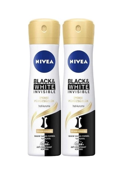 Kadın Sprey Deodorant Black&white Invisible İpeksi Pürüzsüzlük,48saat Koruma 150mlx2