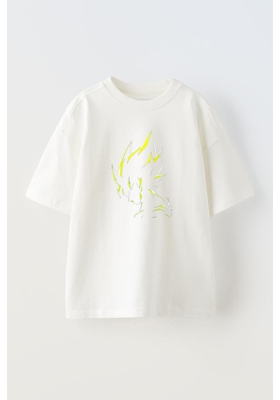 Thewert Unisex Goku Yellow Tasarım Baskılı Pamuk Beyaz Oversize T-shirt