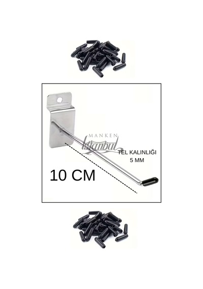 Kanallı Pano Kancası Koruma Kauçuklu 10 Cm Deluxe Raf Askısı Ekstra Güçlü 25 Adet Krom