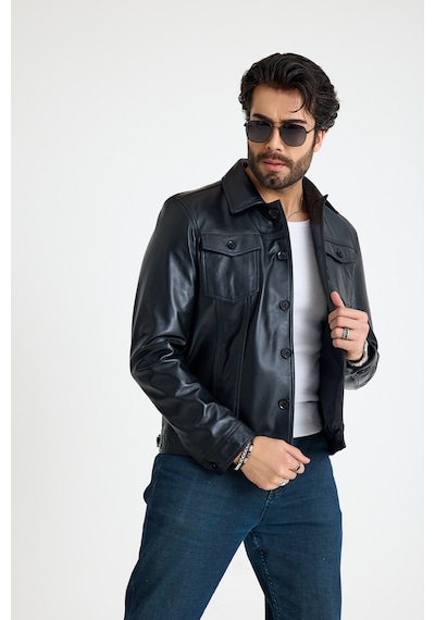 Franko Armondi Jean Model Reguler Erkek Deri Ceket E20-k-899-y Siyah