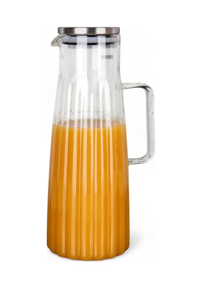 Lüks Metal Kapaklı Çizgili Borosilikat Sürahi 1500 Ml