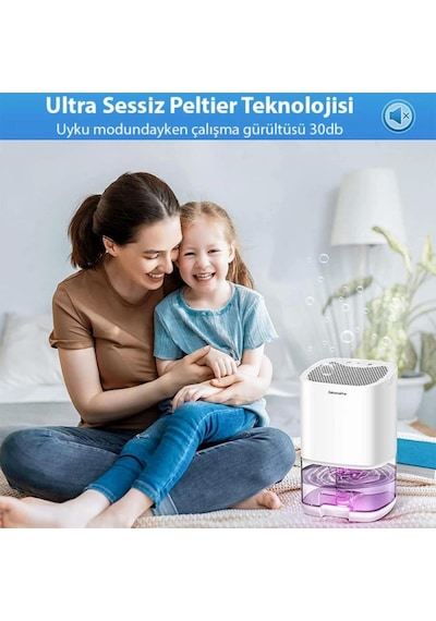 Coofbe Led Işıklı Otomatik Banyo Mutfak Oda Dolap 1000ml Nem Alma Cihazı Mantar Rutubet Nem Önleyici Beyaz