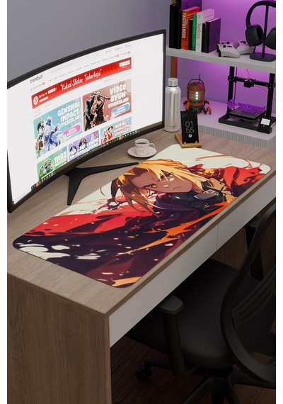 Fullmetal Alchemist Anime V2 - 90x40 Xxl Gaming Kauçuk Kaymaz Taban Mouse Pad Fare Altlığı