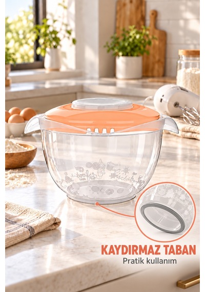 Mixit 3000 Ml Kapaklı Mikser Kabı & Sıçratmayı Önleyen Çırpma Ve Karıştırma Kabı Ekru - 927520424 Ekru