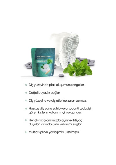 Tbrush Nane Aromalı Doğal Diş Macunu Tableti - 60tablet