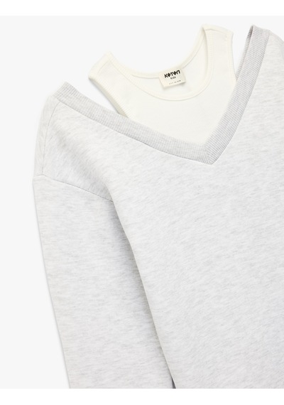 Koton Atlet Detaylı Uzun Kollu V Yaka Pamuklu Şardonlu Sweatshirt Gri Melanj 6wkg10560ak Koton Atlet Detaylı Uzun Kollu V Yaka Pamuklu Şardonlu Sweatshirt Gri Melanj 6wkg10560ak