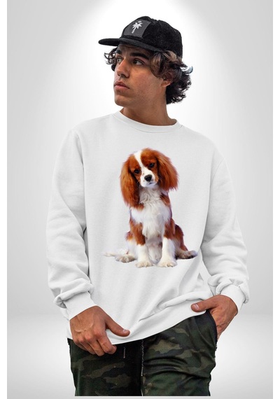 Cavalier King Charles Spaniel Unisex Beyaz Sweatshirt Beyaz