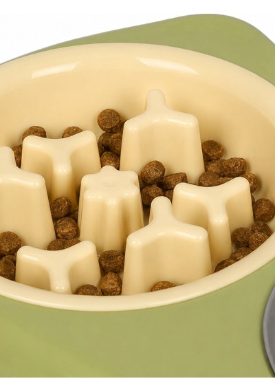 Çelik 360 Ml Plastik Yeşil Kaymaz Taban Yavaş Yeme Kedi Köpek Mama Ve Su Kabı Mt284ys