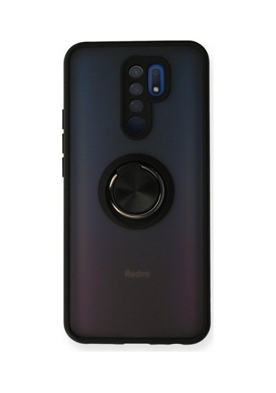 Redmi 9 Kılıf Montreal Yüzüklü Silikon Kapak - Siyah Bz8683140186470
