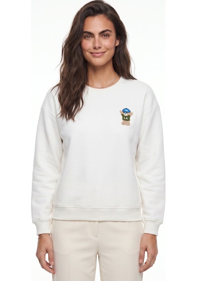 Onloox Kadın Ekru Ekru Pamuklu Bisiklet Yaka Uzun Kollu Nakışlı Üç İplik Ribana Detaylı Sweatshirt Onloox Kadın Ekru Ekru Pamuklu Bisiklet Yaka Uzun Kollu Nakışlı Üç İplik Ribana Detaylı Sweatshirt