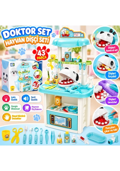 S00004902 Doktor Set Hayvan Dişçi Seti 43prç Mavi