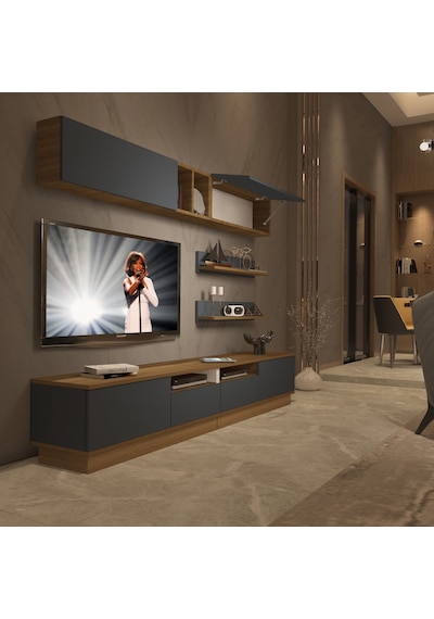 Decoraktiv Trendstyle 5220s Mdf Tv Ünitesi Tv Sehpası - Pera Antrasit Antrasit - Açık Ceviz Decoraktiv Trendstyle 5220s Mdf Tv Ünitesi Tv Sehpası - Pera Antrasit Antrasit - Açık Ceviz