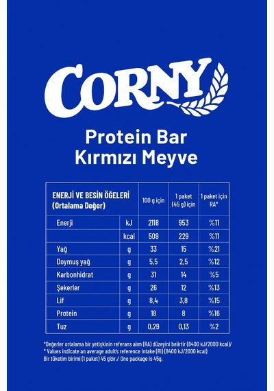 Corny Protein Bar Kırmızı Meyve 45gr X 12 Adet