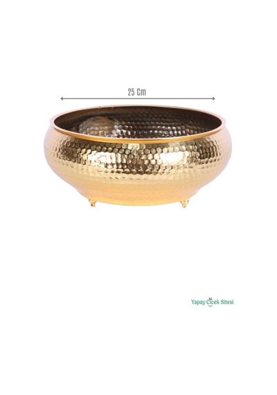 Yapay Çiçek Sitesi Metal Dekoratif Darbeli Ufo Model Saksı 11 Cm Altın
