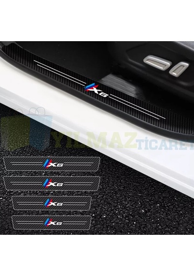 Bmw M Logo X6 Arma Karbon Kapı Eşiği Koruma Oto Sticker 4 Parça