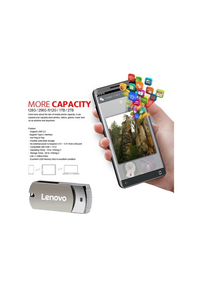 Lenovo 16tb 2tb Usb 3.2 Flash Sürücü Yüksek Hızlı Metal Kalem Sürücü Typec 16tb
