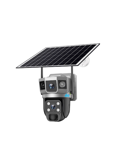 4g Sım Solar Panelli Güneş Enerjili Su Geçirmez 6mp 3 Kameralı Güvenlik Kamerası V380 Pro