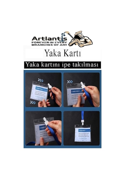Artlantis Mavi İpli Yaka Kartı 1 Adet Ayarlanabilir Boyuna Asma Kimlik Koruyuculu Pvc Mavi Yaka Kartlığı Seyehat Of